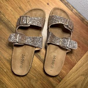 Double Buckle Glitter Sandals Size 7.5